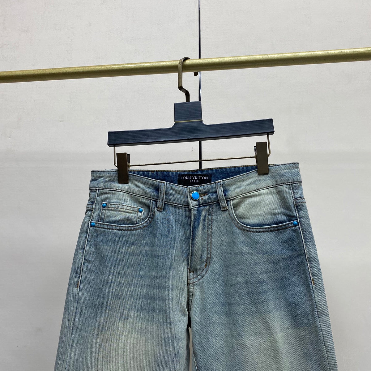 Faded Light Blue Embossed Monogram Slim Denim Jeans M260730