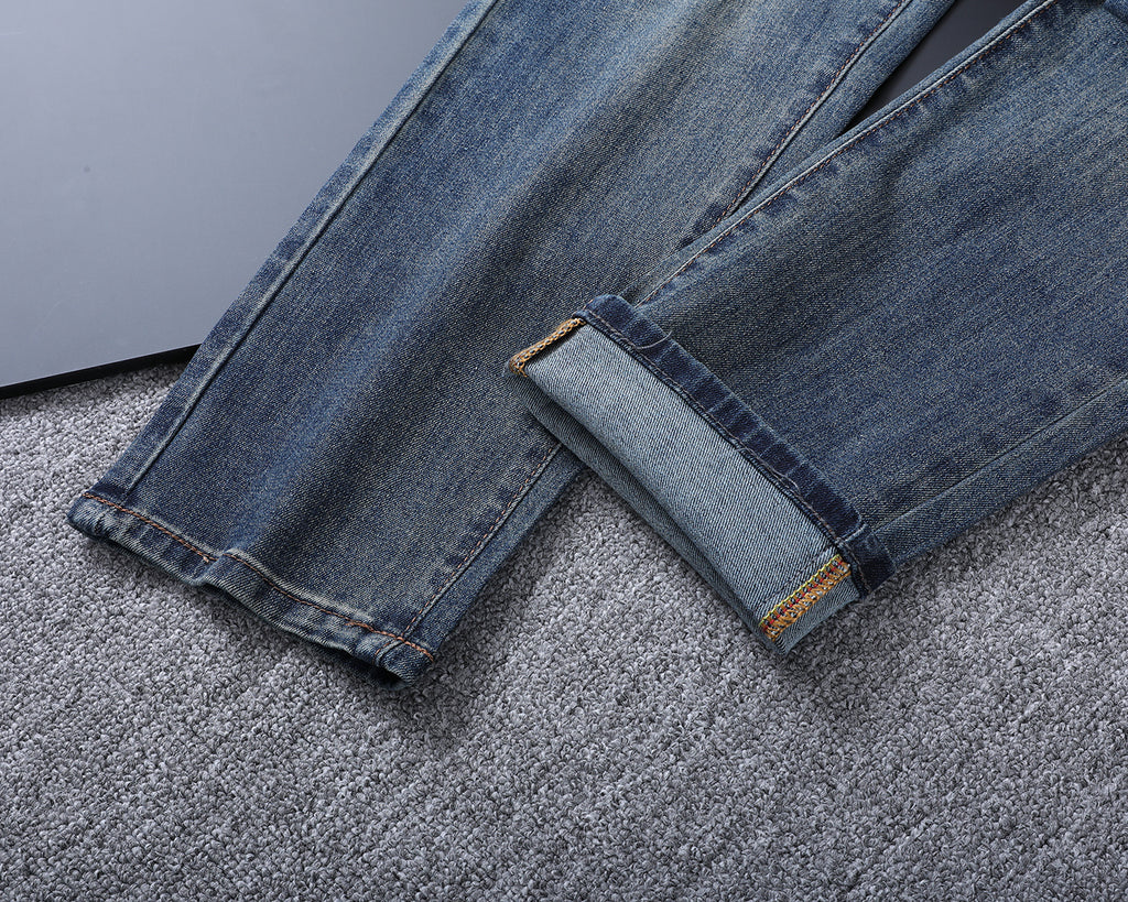 Large Printed Motif Pocket Slim Fit Denim V260828
