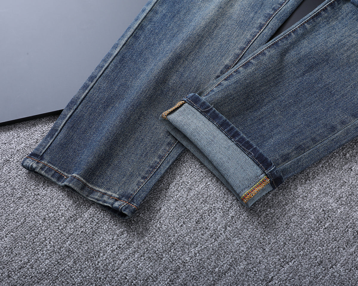 Large Printed Motif Pocket Slim Fit Denim V260828