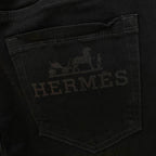 Back Pocket Subtle Printed Solid Black Straight Denim Jeans P141004