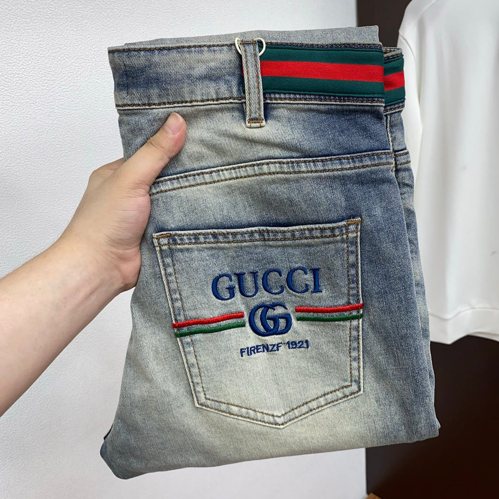 Vintage Fade Web Stripe Waist Embroidery Jeans E260950