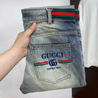 Vintage Fade Web Stripe Waist Embroidery Jeans E260950