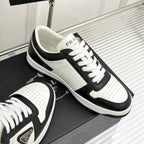 Triangle Badge Flat Lace-up Sneakers With Perforated Toe S265505