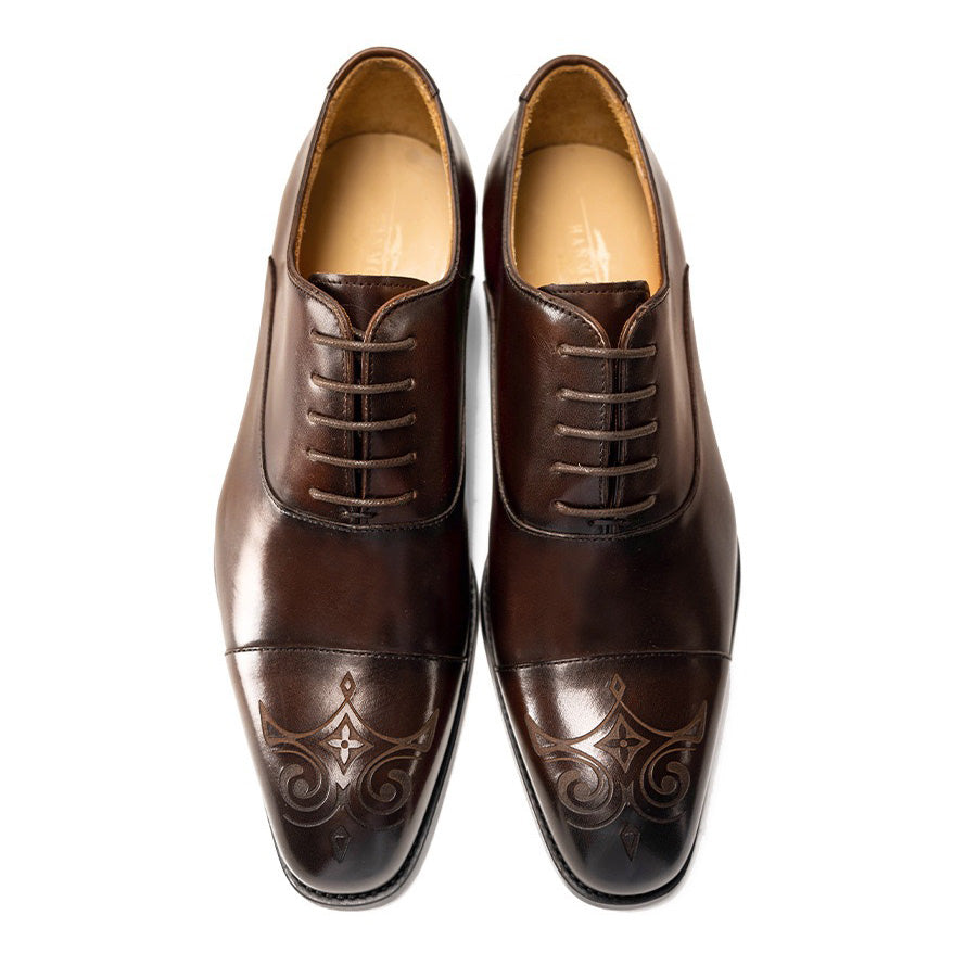 Cap Toe Engraved Oxford Dress Shoes P050520