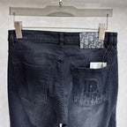 Black Faded Wash Raised Appliqué Pocket Denim Jeans L260622