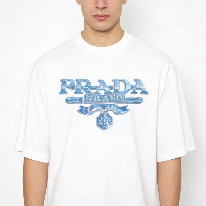 Men's 3D Letter Print Crew Neck Short Sleeve T-shirt NH9801
