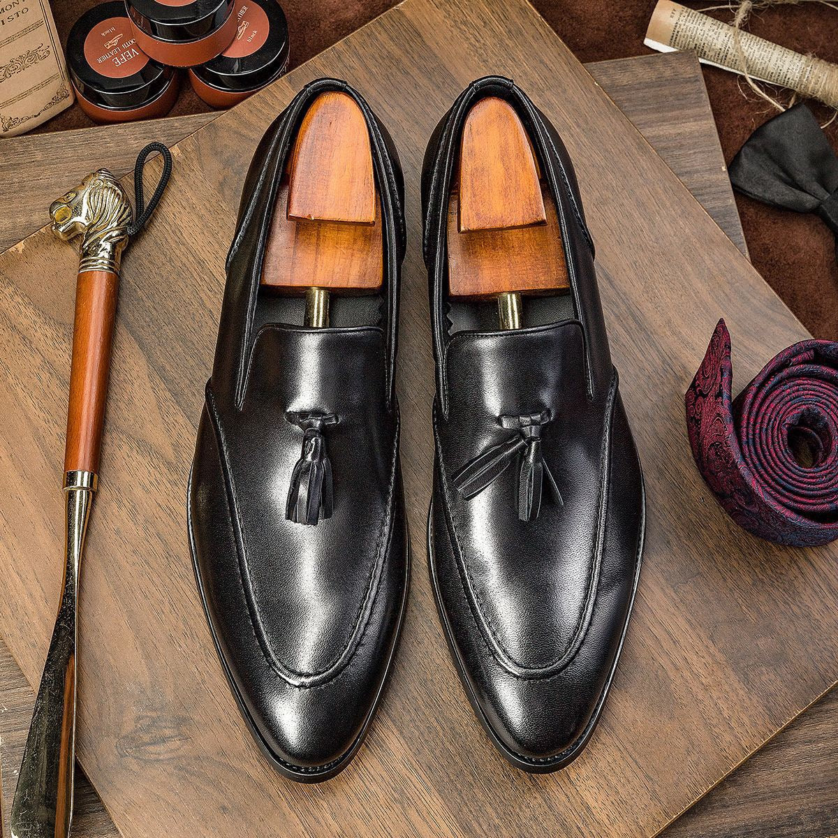 Tassel Slip-On Loafers Polished Formal Tassel Dress Loafers P050508
