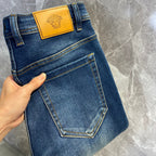 Deep Blue Distressed Mens Printed Ripped Denim Trousers R260528