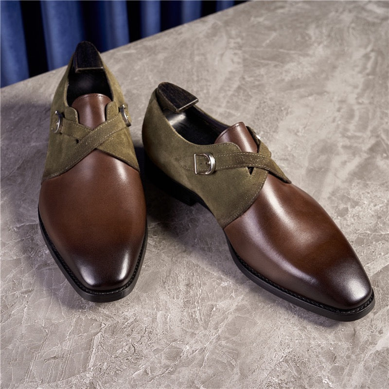 Single Monk Strap Dress Shoes Buckle Slip-On Formal Monk Shoes P050511