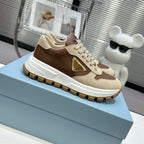 Suede Fabric Patchwork Triangle Logo Chunky Sole Sneakers S283410