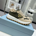 Suede Fabric Patchwork Triangle Logo Chunky Sole Sneakers S283410