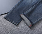 Vintage Fade Triangle Emblem & Text Print Jeans V260821