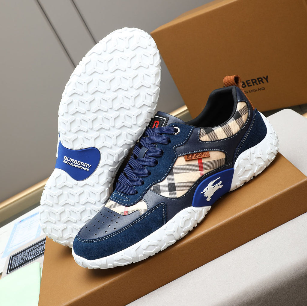 Men's Plaid Patchwork Chunky Sole Casual Sneakers NE190125
