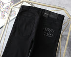 Solid Black Stitched Outline Monogram Slim Denim M260710