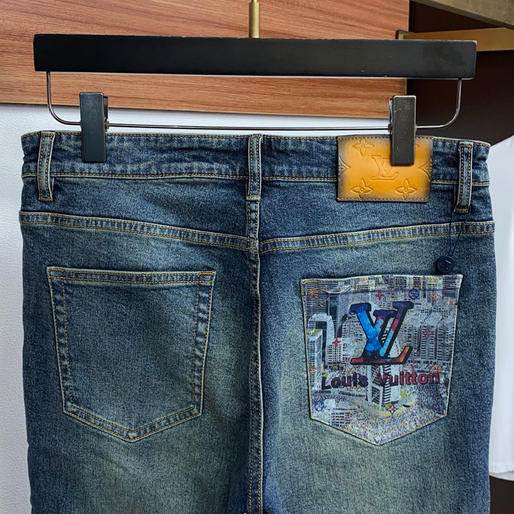 Back Pocket City Graphic Printed Vintage Denim Jeans R260534