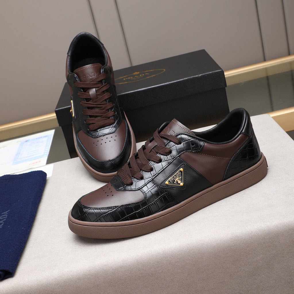 Croc Embossed Patchwork Triangle Logo Low Top Sneakers S283409