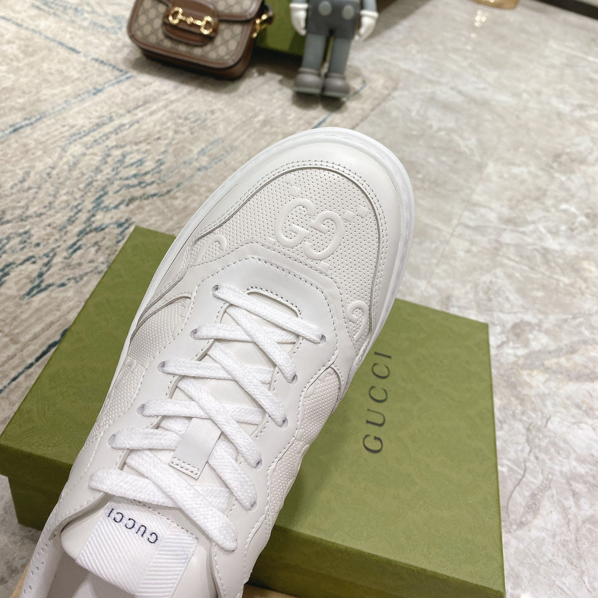Embossed Pattern Lace-Up Thick Sole Casual Sneakers S283413