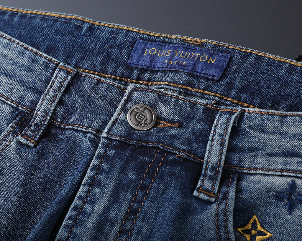 Vertical Embroidered Pocket Slim Fit Denim V260829