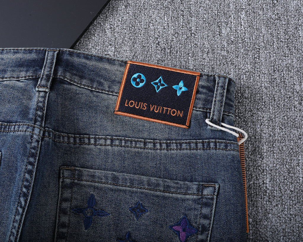 Multi-Color Embroidered Motif Pocket Slim Fit Denim V260827