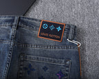 Multi-Color Embroidered Motif Pocket Slim Fit Denim V260827