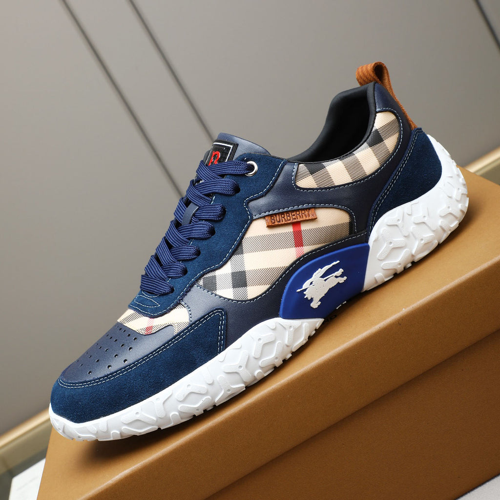 Men's Plaid Patchwork Chunky Sole Casual Sneakers NE190125