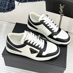 Triangle Badge Flat Lace-up Sneakers With Perforated Toe S265505