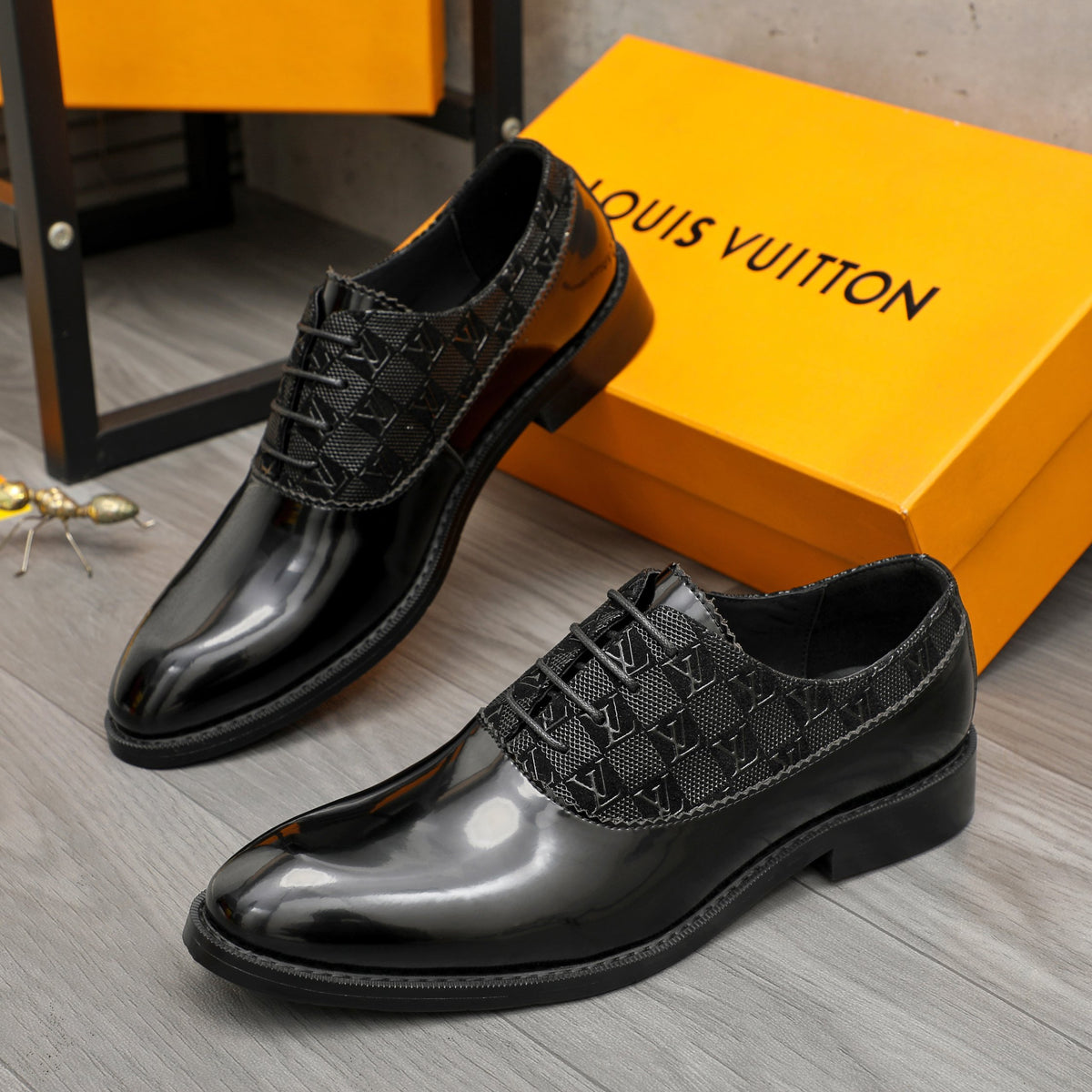 Men's Polished Panel Plaid Oxford Shoes NE190127