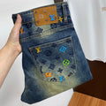 Multi-Color Embroidered Monogram Slim Jeans C261039