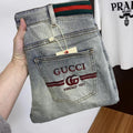 Men Vintage Faded Light Wash Jeans C261020