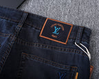 Dark Indigo Monogram Embroidered Slim Denim V260846