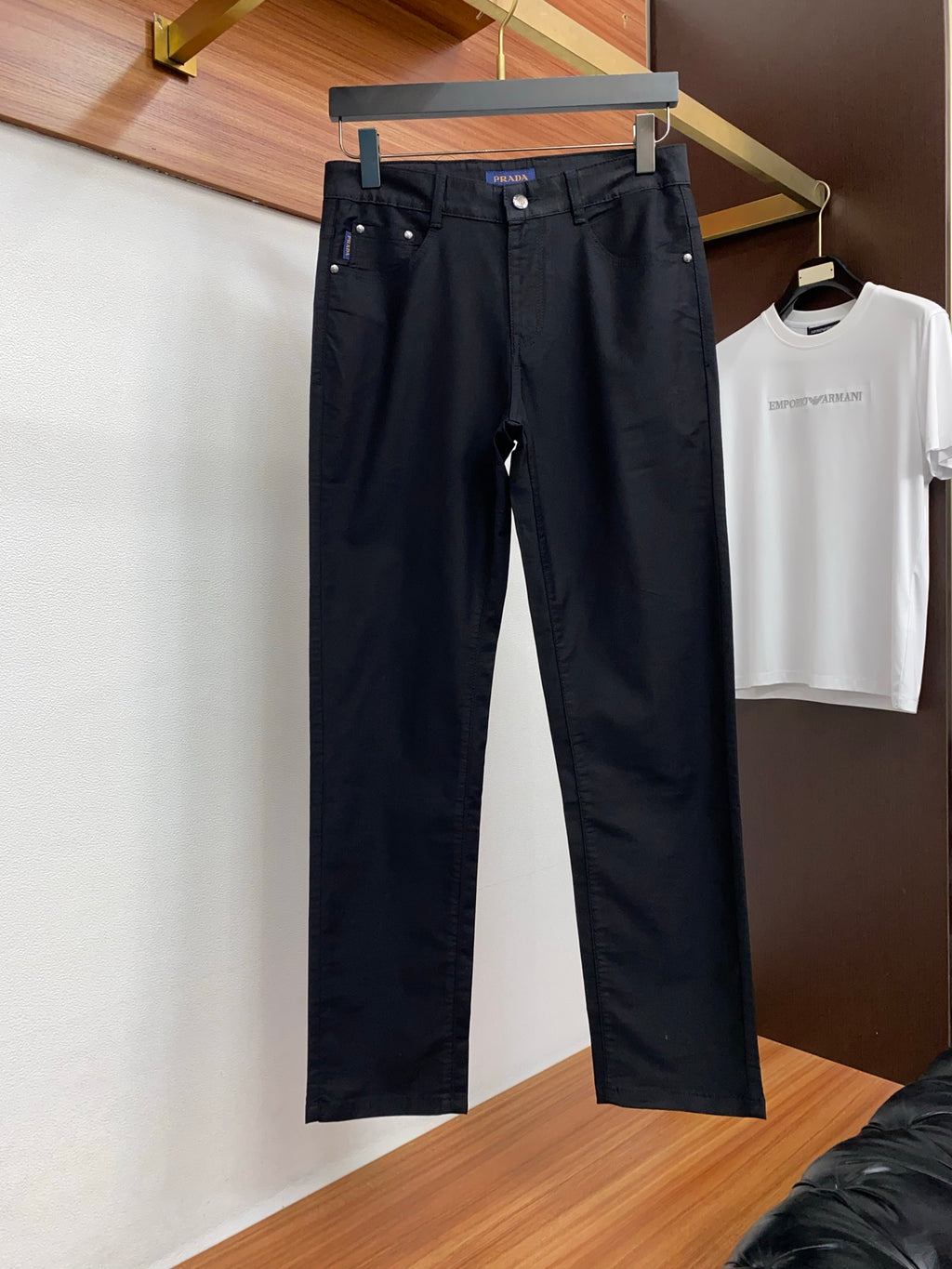 Triangle Leather Patch Back Pocket Trousers L260629