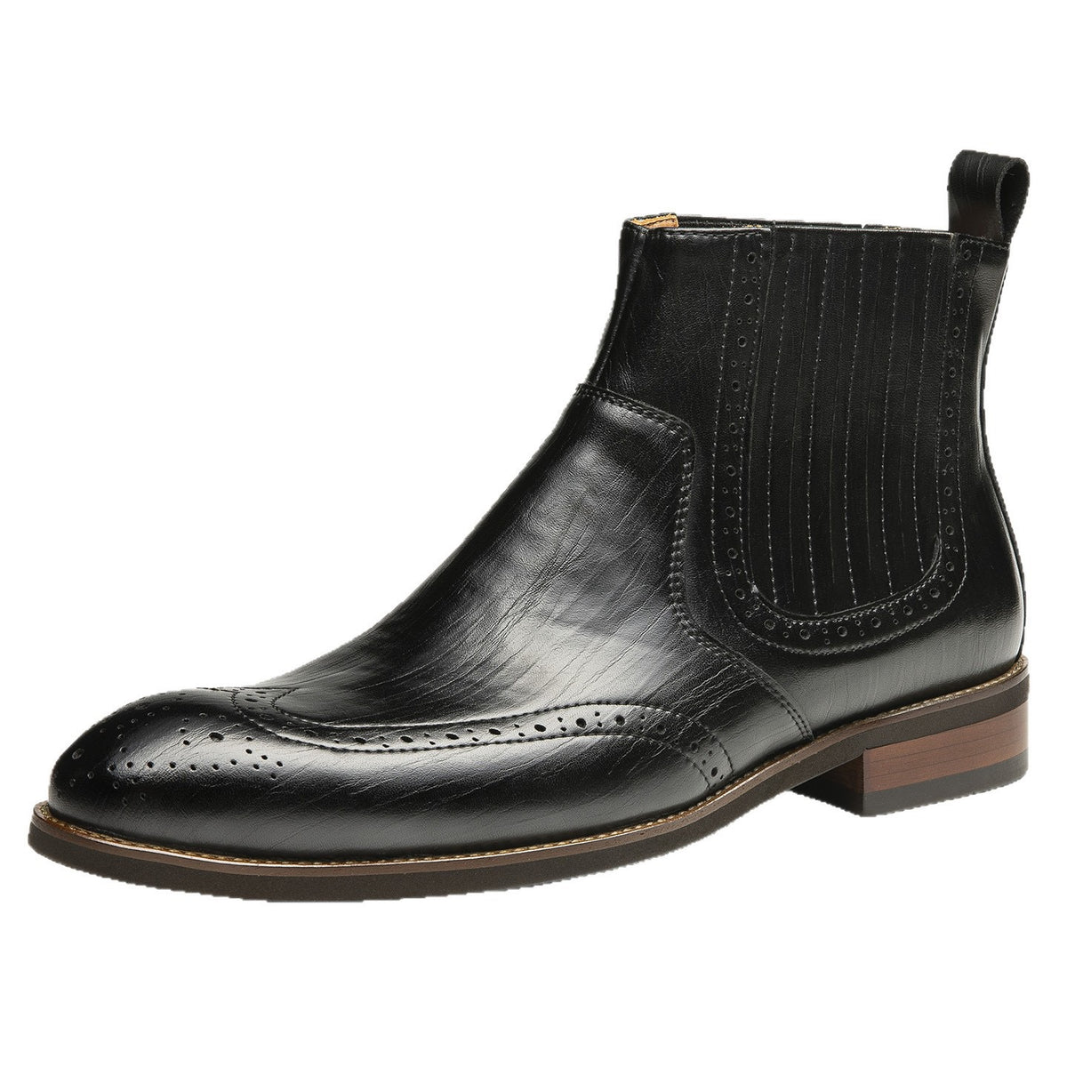Brogue Chelsea Boots Elastic Side Ankle Dress Boots Y101117