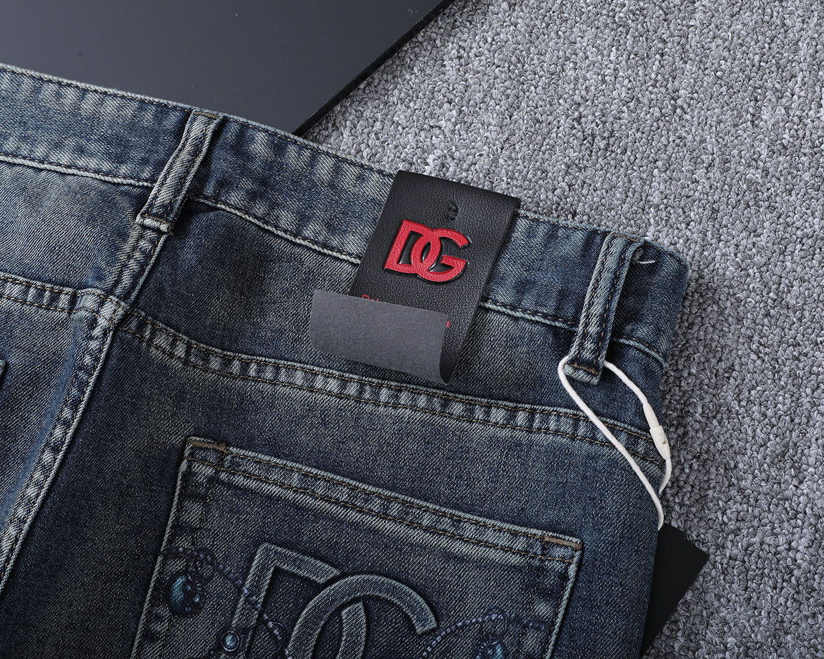 Vintage Key Artwork Print Slim Denim V260833