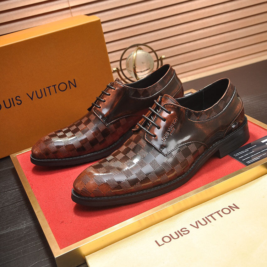 Embossed Grid Lace-up Formal Shoes S265503