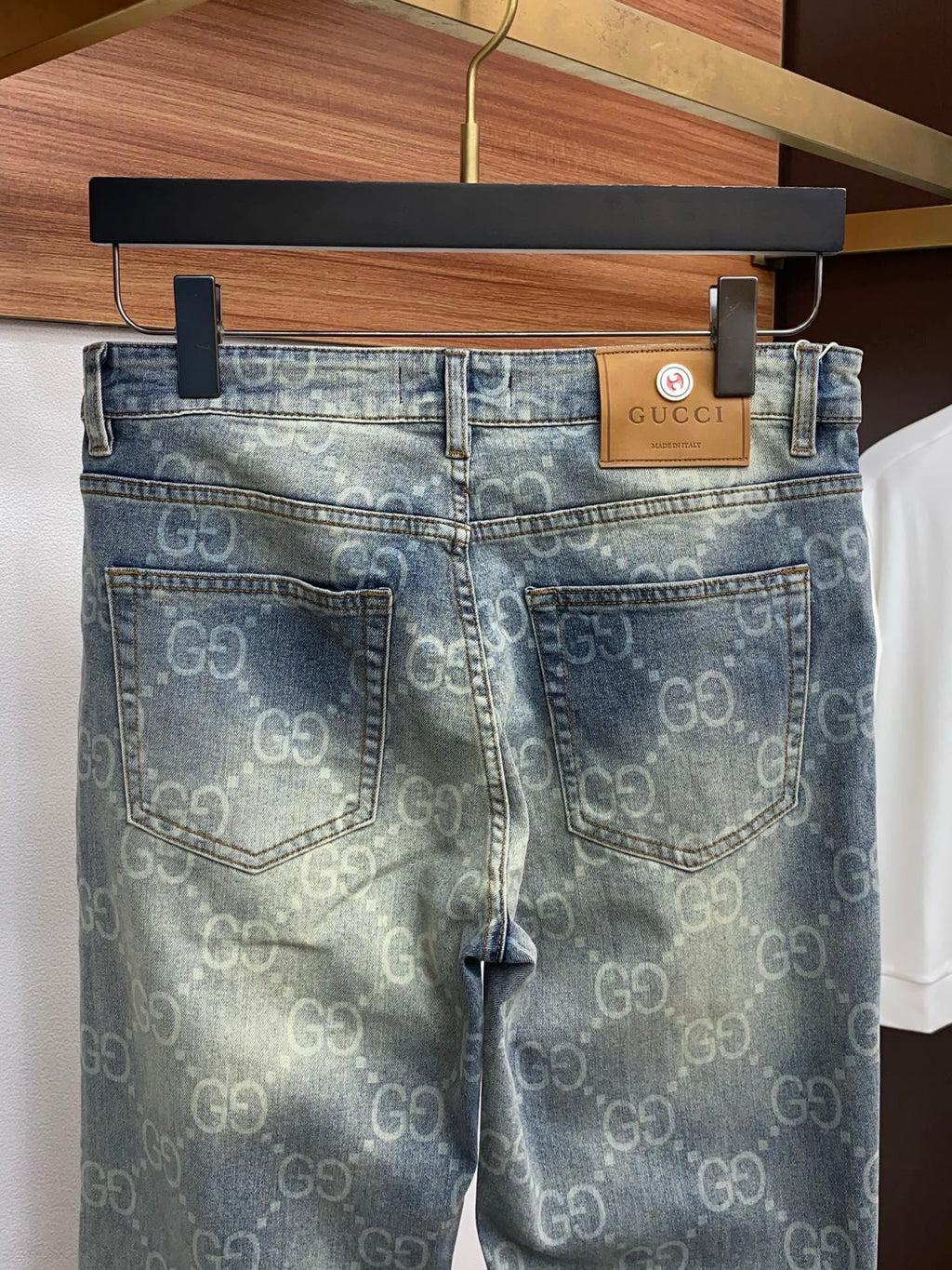 All-Over Double G Monogram Print Slim Denim V260802