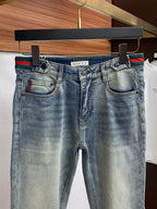 Vintage Fade Web Stripe Waist Embroidery Jeans E260950