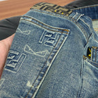 Vintage Wash All-Over Geometric Motif Print Denim Jeans L260645
