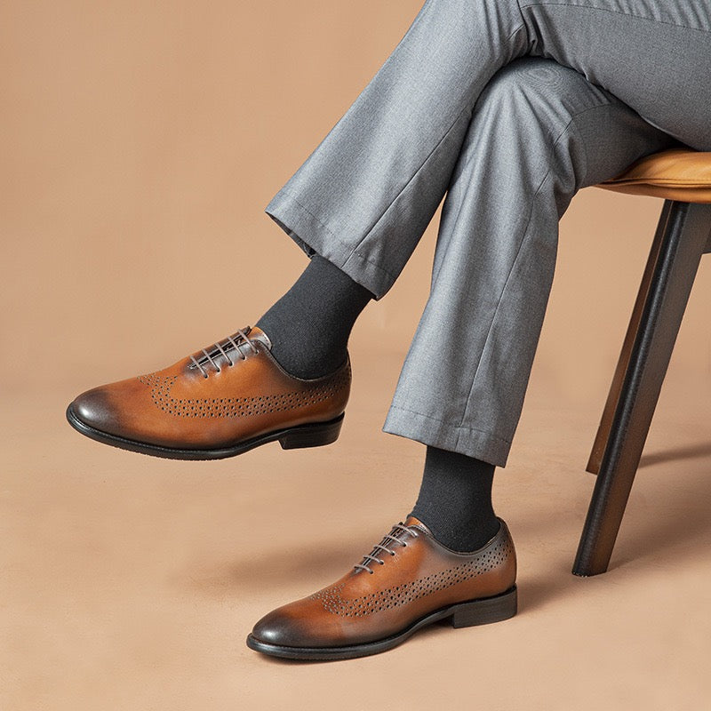 Whole Cut Brogue Oxford Shoes Lace-Up Formal Dress Shoes Y101113