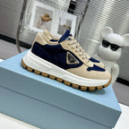 Suede Fabric Patchwork Triangle Logo Chunky Sole Sneakers S283410