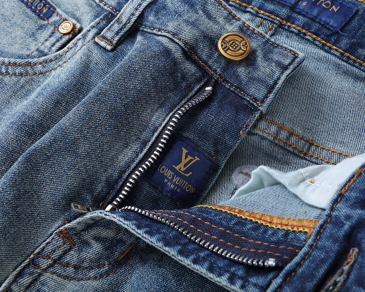 Vintage Fade Camo Pattern Embroidered Jeans V260850