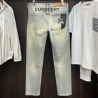 Two-Tone Equestrian Print Washed Jeans E260908