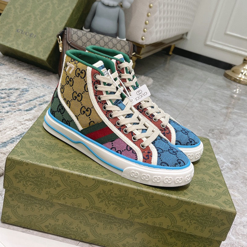 Vintage Pattern Canvas High Top Sneakers S283417