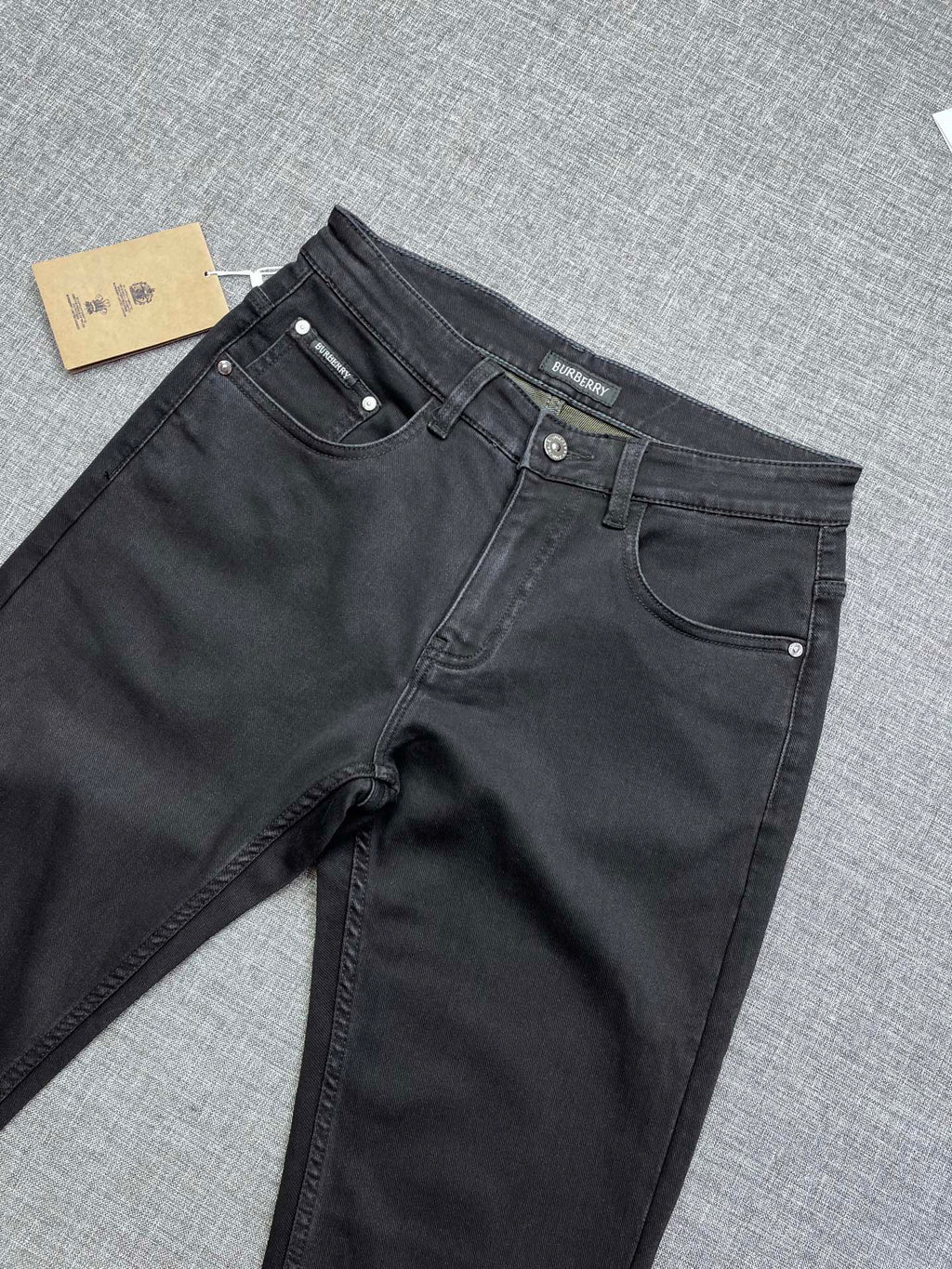 Solid Black Tone-on-Tone Embossed Jeans M260719