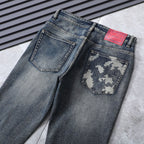 Back Pocket Camouflage Printed Vintage Denim Jeans R260538