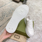 Embossed Pattern Lace-Up Thick Sole Casual Sneakers S283413