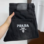Black Washed Mens Embroidered Pocket Denim Trousers R260522