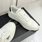 Triangle Badge Flat Lace-up Sneakers With Perforated Toe S265505
