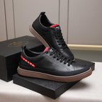 Red Side Label Leather Low Top Sneakers S283408