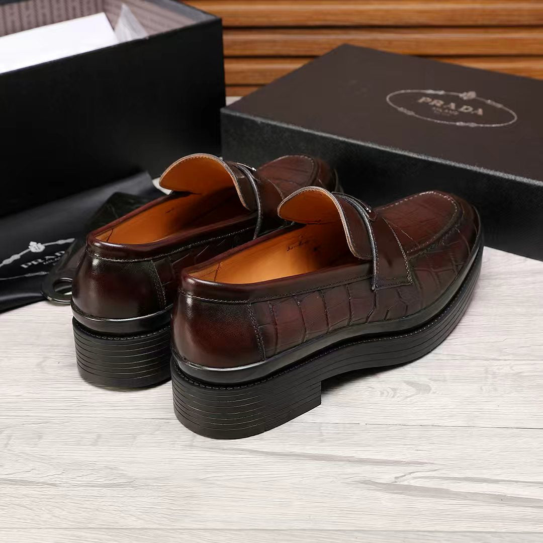Croc Embossed Slip-On Loafers U310509