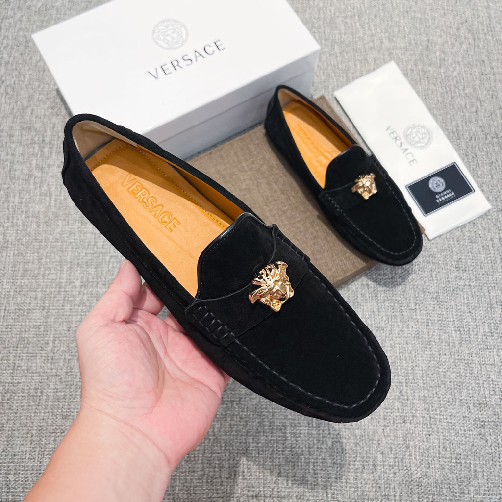 Men's Medusa Gold Emblem Slip-On Loafer Driving Shoes NE190117